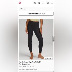 Lululemon Wunder Under High Rise Tights